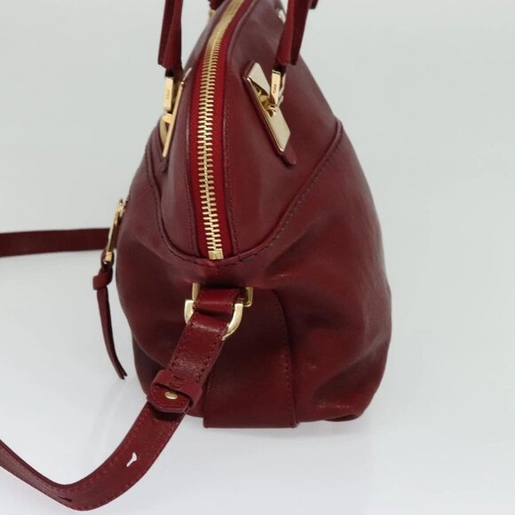 Chloe Angie Hand Bag Leather 2way Red Gold Auth BA2421 - Picture 6 of 16